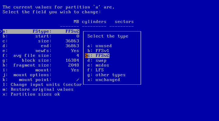 Disklabel partition editing